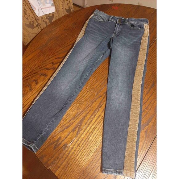 Jrs Size 11 Indigo Rein Blue Brown Denim Blue Jeans Double Button Fly - Picture 3 of 5